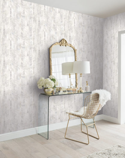 Papel Pintado Cocoon hogarami 902601 mother of peal white roomset