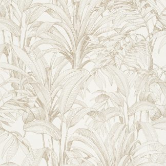 Papel Pintado Grabado Hojas en Marfil y Dorado 2400-4768 en hogarami.es