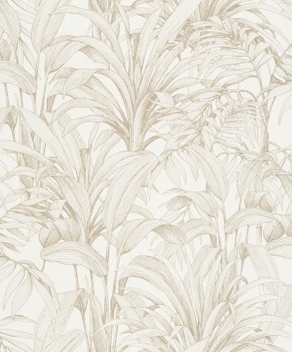 Papel Pintado Grabado Hojas en Marfil y Dorado 2400-4768 en hogarami.es
